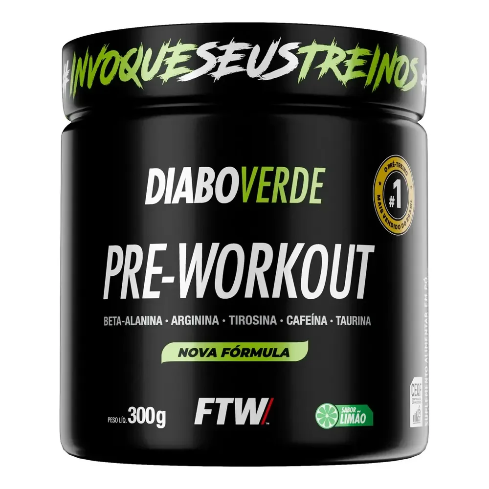 ✨Pré Treino Pre Workout Diabo Verde Pote 300g Sabor Limão Ftw✨️