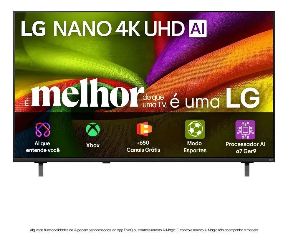 🛒Smart TV 4K 65" LG NANO UHD AI NU850 2026 Processador α7 Ger9 HDR10 Xbox Bluetooth Wi-Fi AI Search Google Gemini webOS 26 - 65NU850BPSA