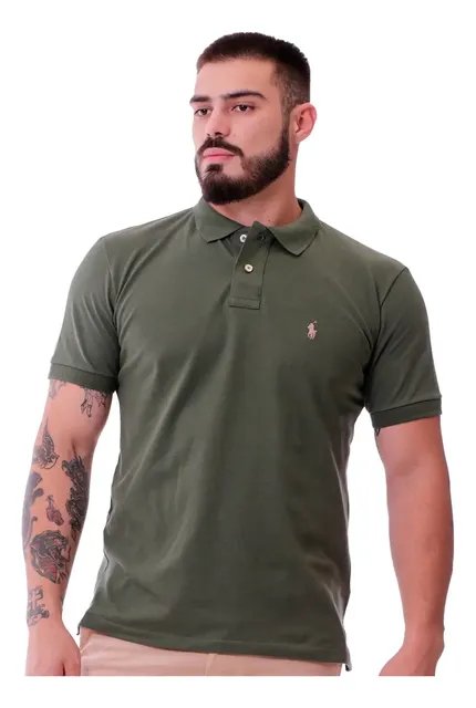 Polo Algodão Piquet Camisa Original Masculina Verde Luxo (P ao XXG)