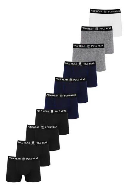 Kit com 10 Cuecas Algodão Polo Wear (P ao GG)