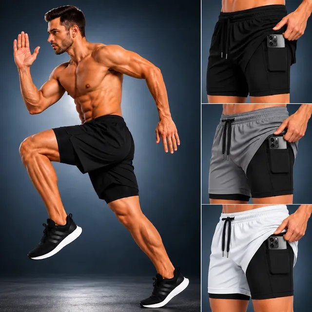 Kit com 3 Shorts 2 Em 1 Duplo Bolso