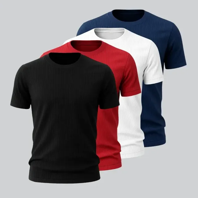 Kit 4 Camisetas Americana Textura Canelada