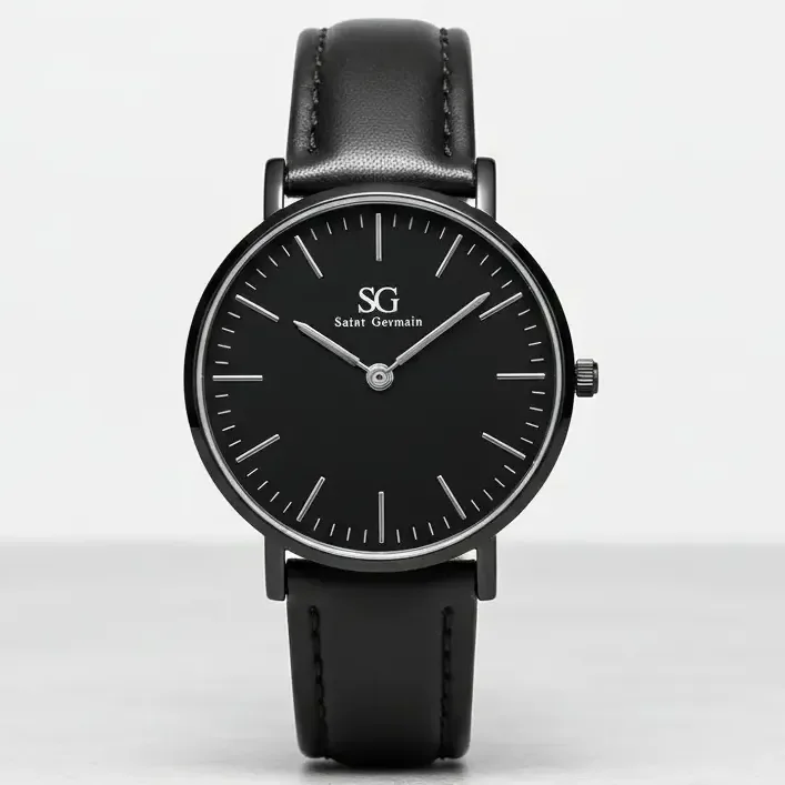 Relógio Couro Preto Saint Germain Murray Full Black 40mm