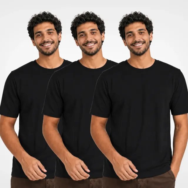 Kit 3 Camisetas Básica Masculina Unissex Lisa 100% Algodão (P ao GG)