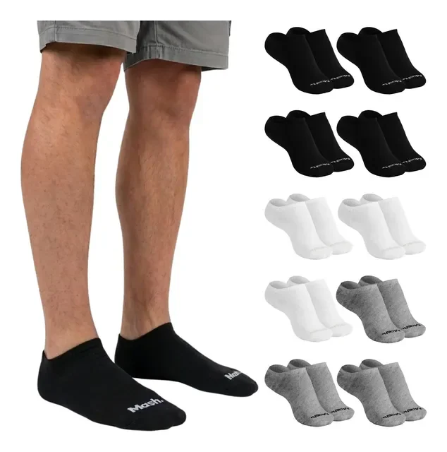 ⚫️ Kit 10 Pares Meia Invisível Soquete Algodão Confortável Mash