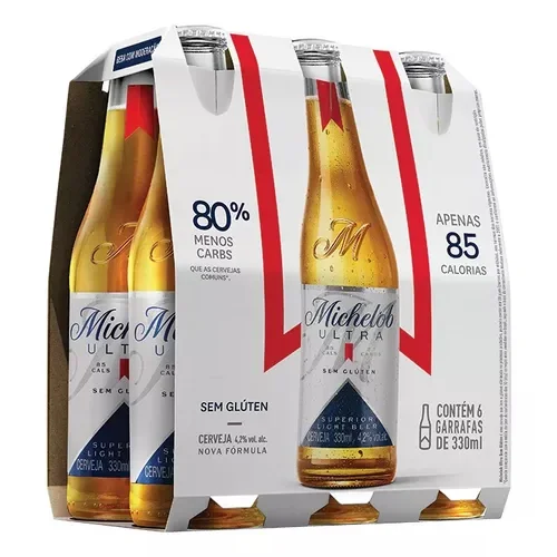 Cerveja Michelob Ultra Long Neck 330ml - Pack Com 6 Unidades