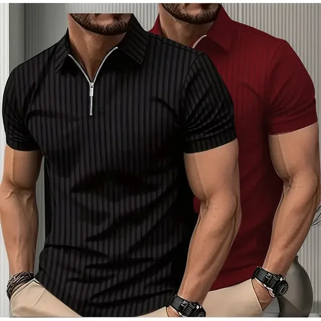 Kit com 2 Camisetas Polo Canelada com Zíper