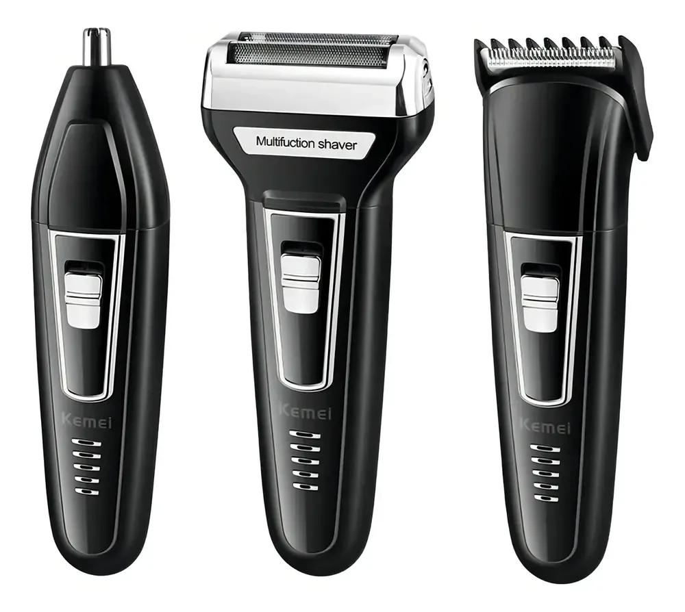 Máquina de Cortar Cabelo 3 em 1 Aparador Kemei KM-6558