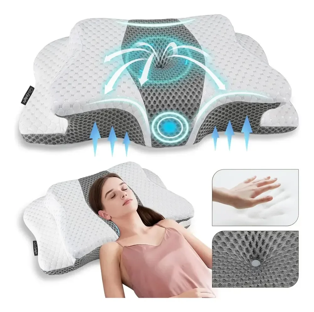 Travesseiro Nasa Cervical Ortopédico Coluna Inteligente Ergonômico Alivio Dores Sono Relax