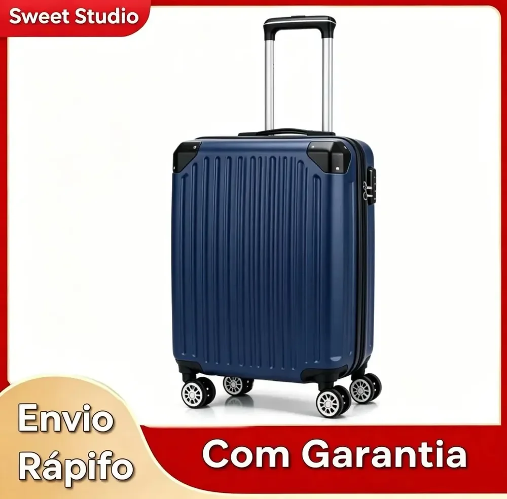 Mala de Bordo Rígida de ABS Sweet Studio com Rodas 360 e Zíper Extensor