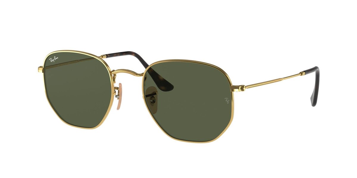 🛒 Óculos de Sol Ray-Ban Hexagonal, Ouro, Tamanho 54