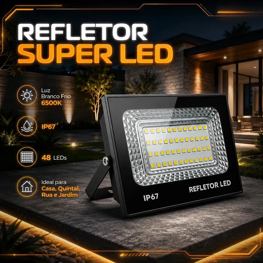 Kit 2 Refletor Led 200w Holofote Bivolt Prova D'água