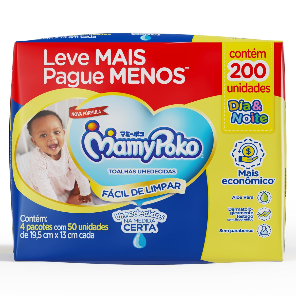 ✨MamyPoko Lenços Umedecidos Dia&Noite 200 Unidades✨️
