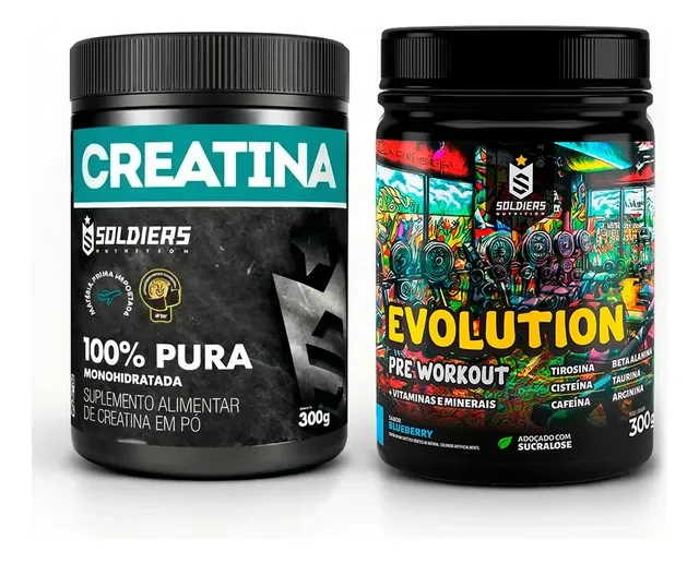 Kit Creatina 300g + Pré-Treino Evolution 300g Soldiers