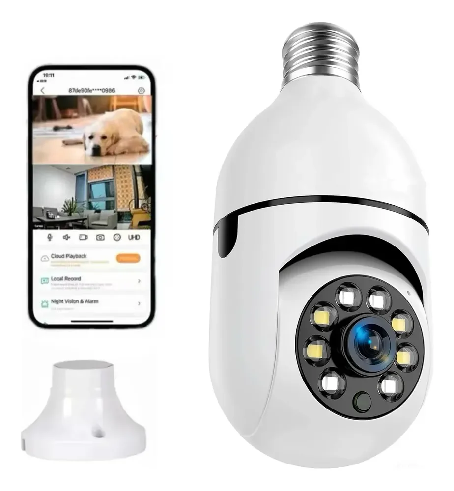 Câmera De Segurança Lâmpada Ip Wi-Fi Inteligente Full HD 1080P 360°