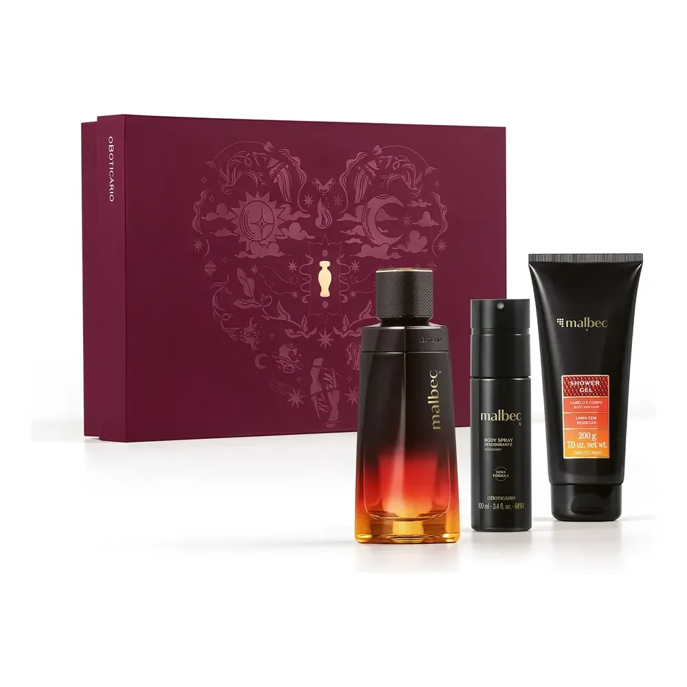 Kit Boticário Malbec X -⁠ Perfume 100ml - ⁠⁠Shower Gel 200g - Desodorante 125ml