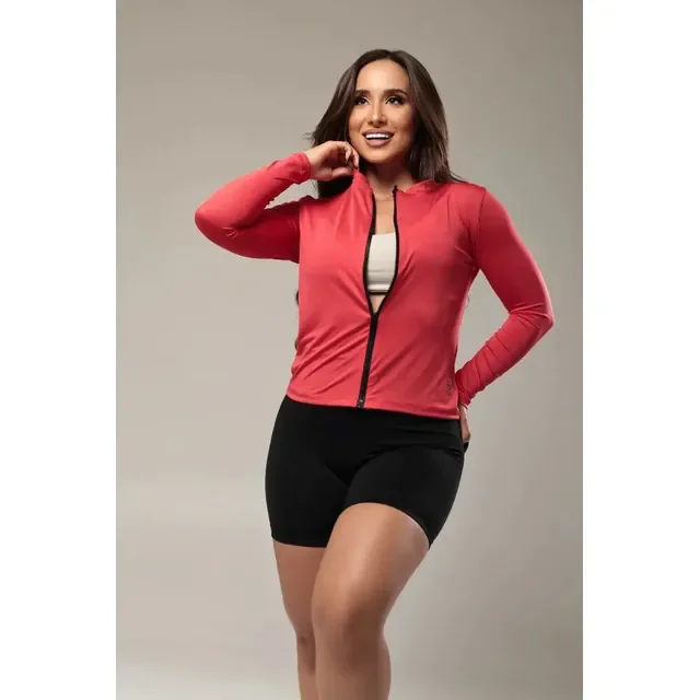 Casaco Fit Blusa Treino Proteção Solar Uv Corrida Ziper Slim