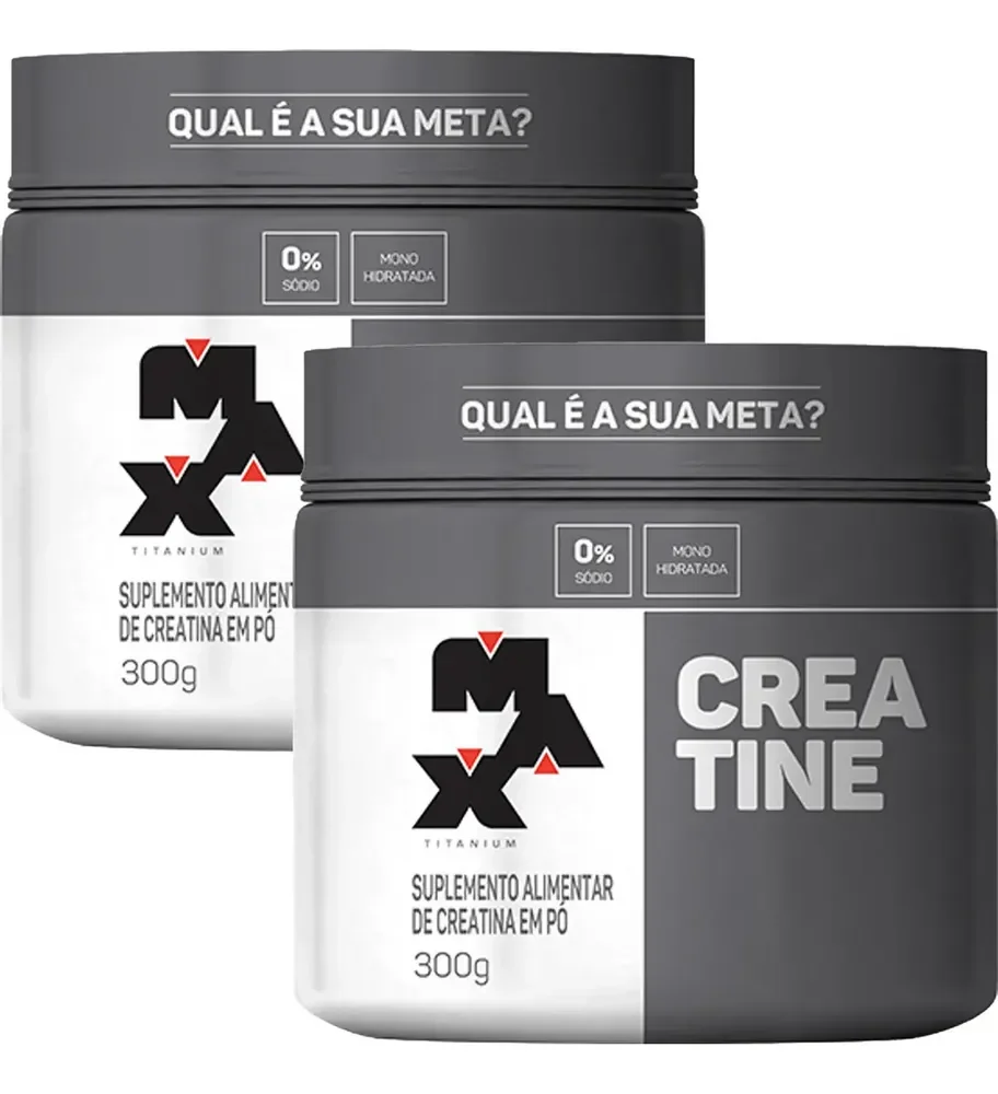 Kit 2x Creatina 300g Creatina Monohidratada Max Titanium Sem Sabor Alta Pureza
