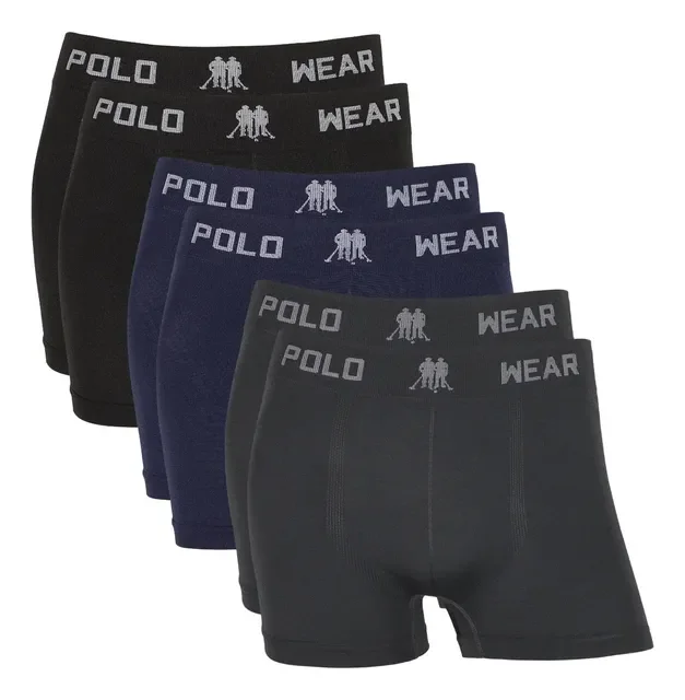 Kit 6 Cuecas Boxer Microfibra Polo Wear Sem Costura Original