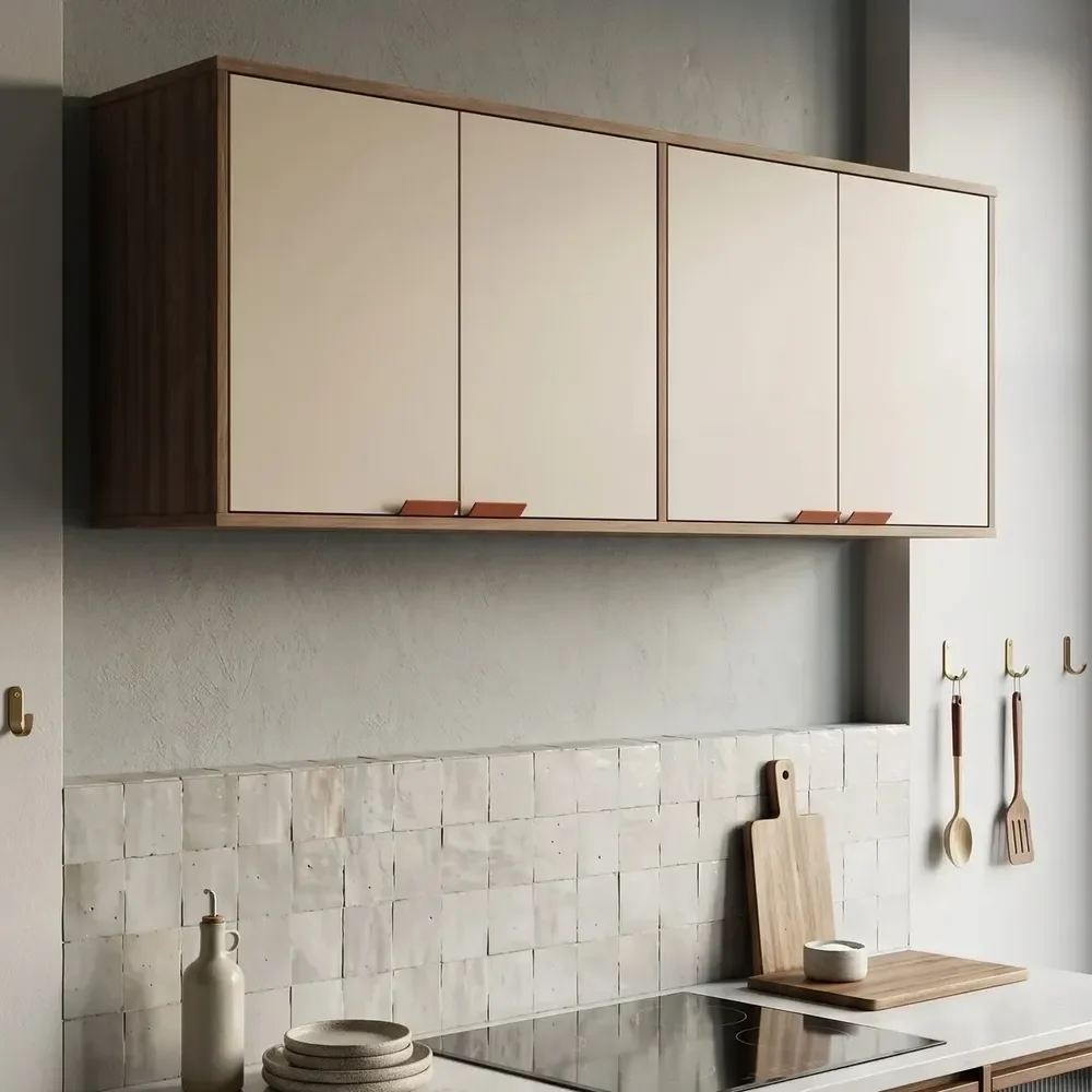 Armário Suspenso Aéreo Para Cozinha 4 Portas Off White
