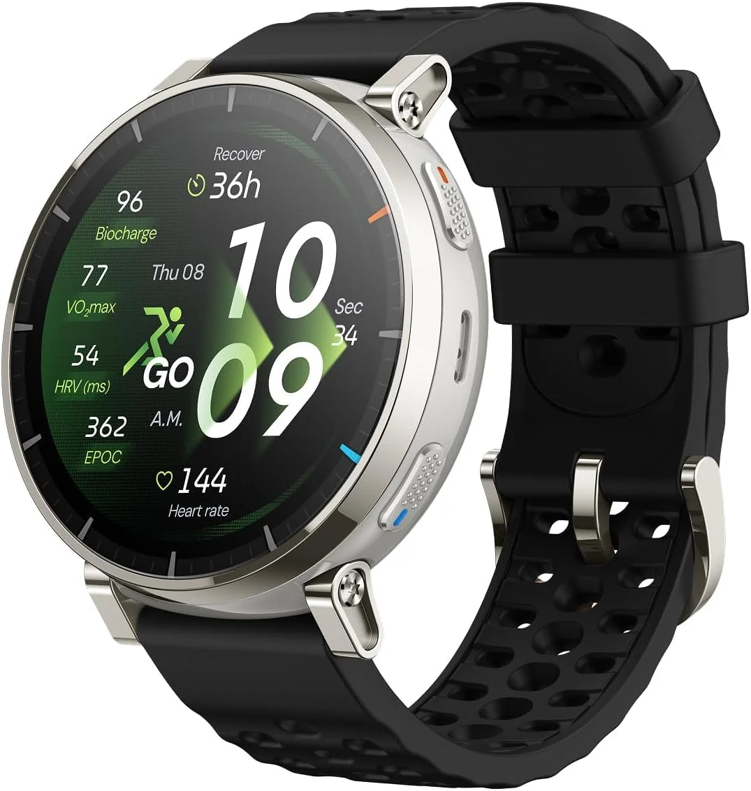 Amazfit Active 3 Premium Smart Watch 1.32" AMOLED Sapphire Display, 12-Day Battery, 4GB 5 ATM Black