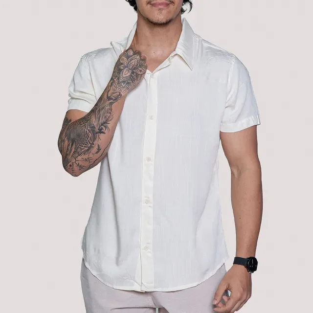 Camisa De Linho Manga Curta
