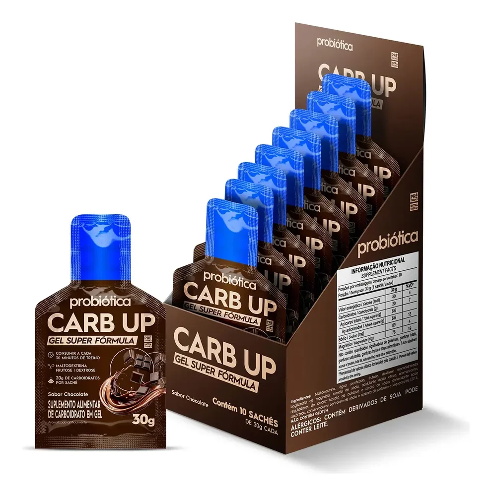 Caixa Com 10 Sachê Carb Up Gel Probiótica Chocolate