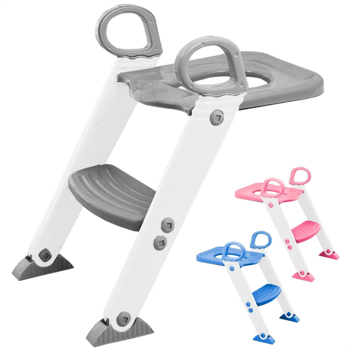✨Assento Redutor Infantil Vaso Sanitário Privada Com Escada Trono Troninho (Cinza)✨️