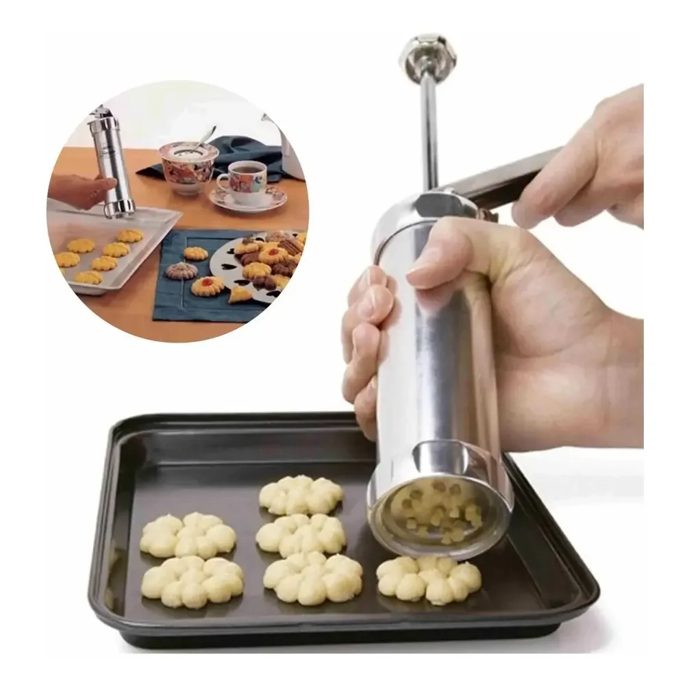 Máquina Modeladora De Biscoito Inox 20 Formas 4 Bicos