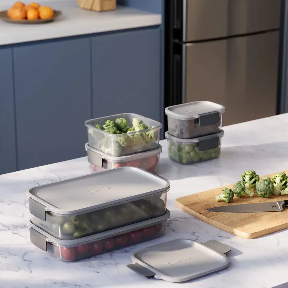 Electrolux Kit 6 Potes Herméticos De Plástico Cinza, 5,8l, Safelock, Empilhável e Modular