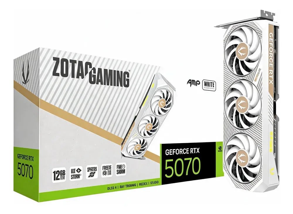 Placa De Vídeo Zotac Nvidia Rtx 5070 Amp 12 Gb Gddr7 Branca