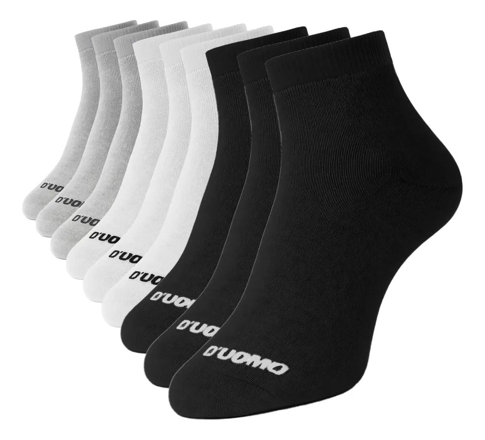 Kit 9 Pares Meia Cano Medio Algodao Macio Masculina Duomo