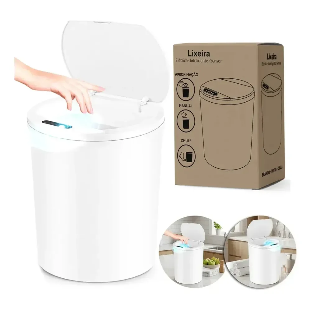 Lixeira Automática Sensor Inteligente Recarregável USB 16L