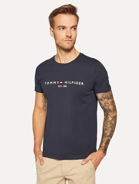 Camiseta Tommy Hilfiger Masculina Logo Tee Marinho