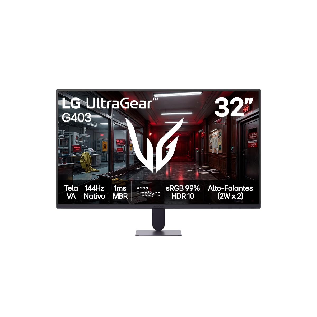 Monitor LG UltraGear - Tela VA FHD 32”, 144Hz nativo, 1ms (MBR), AMD FreeSync, HDR10, sRGB 99%…