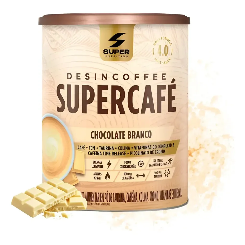 ✨Supercoffee Desincoffee Sabor Chocolate Branco 220g Café C/ Cafeína Timerelease✨️