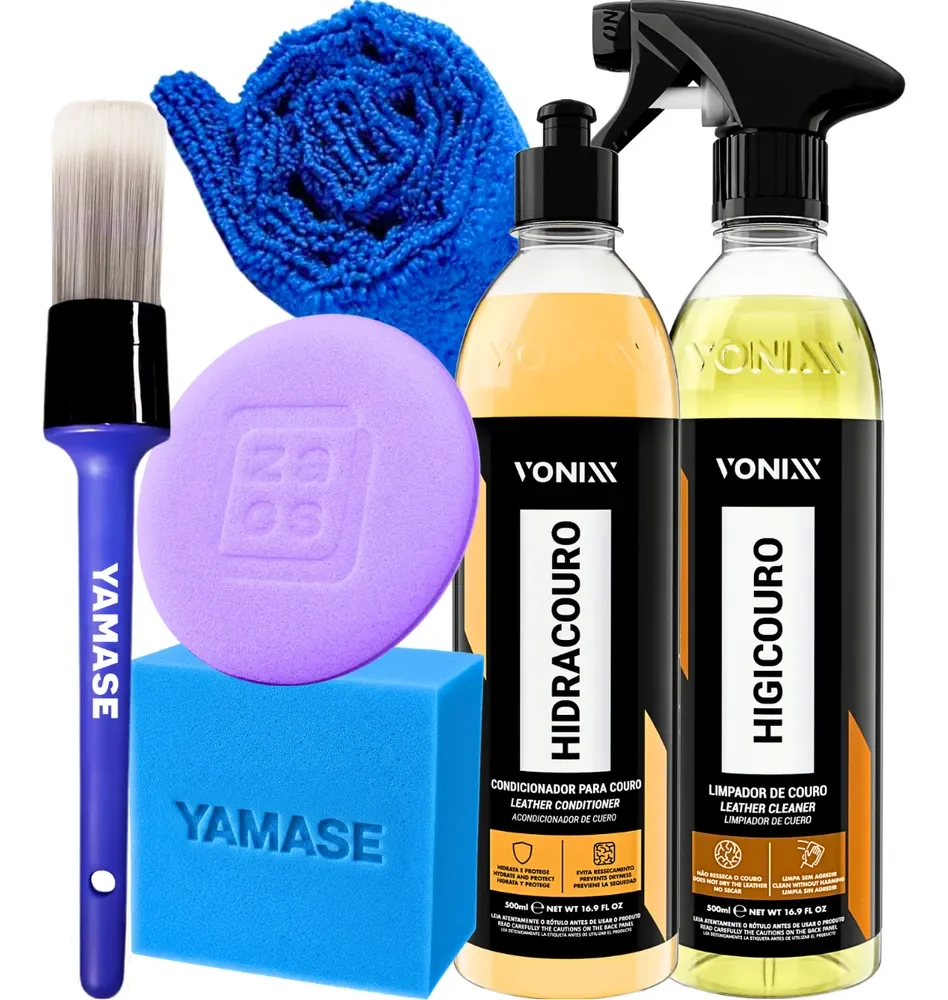 Kit Limpeza e Hidratação Couro Vonixx Limpa E Hidrata + Pincel