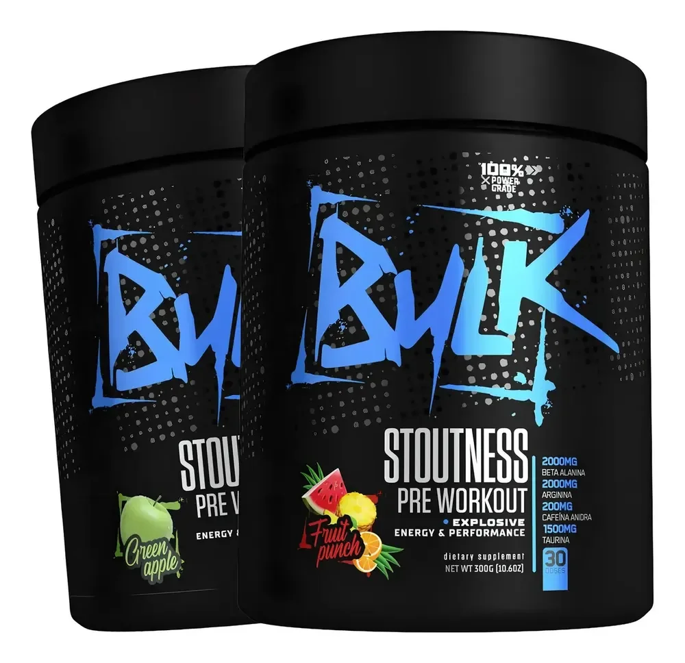 Kit 2x Pre Treino Bulk Nutrition Stoutness 300g Maca E Frutas