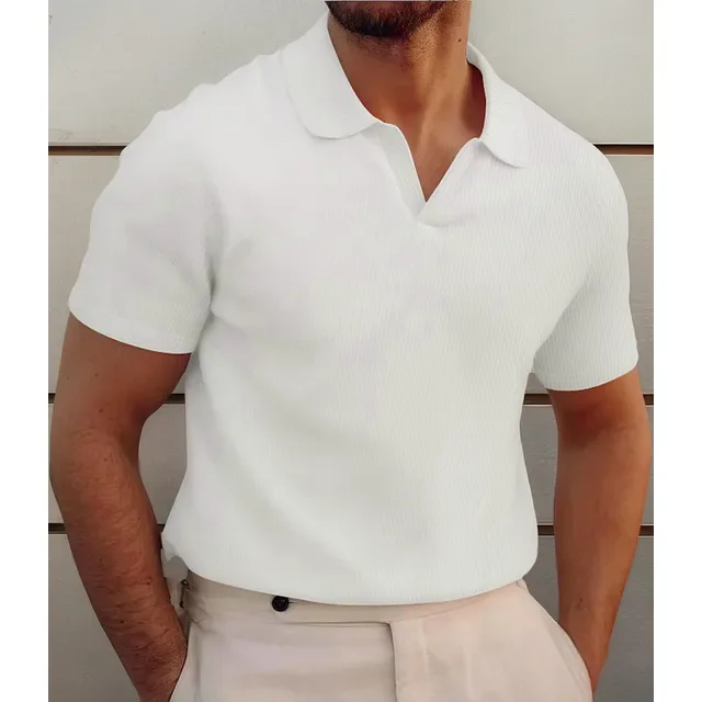 Polo Sem Botão Masculina Minimalista Com Tecido Texturizado