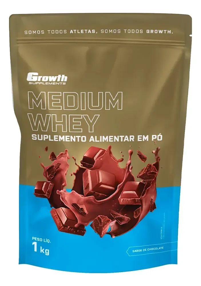 Whey Protein Medium 1kg Growth Supplementos Chocolate