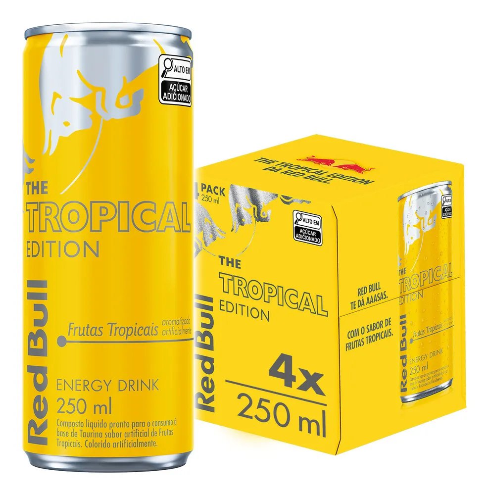 ✨Red Bull Energético, Tropical, 250ml, 4 latas✨️