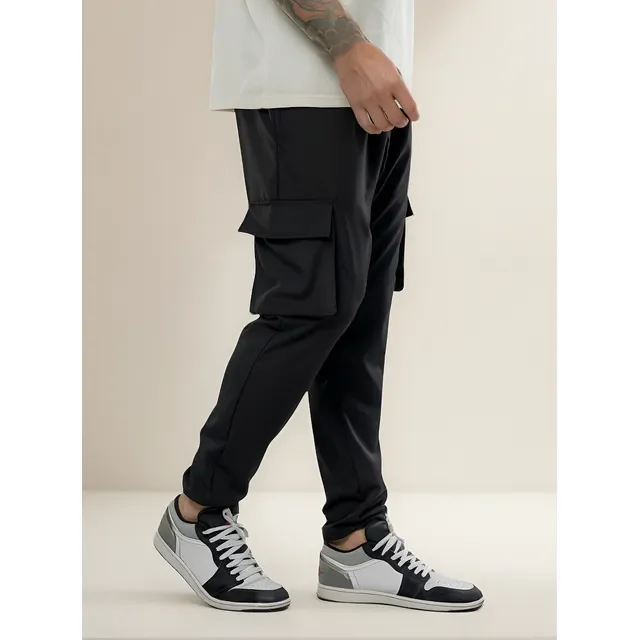 Calça Jogger Slim Masculina Mm Cargo Preta 4 Bolsos