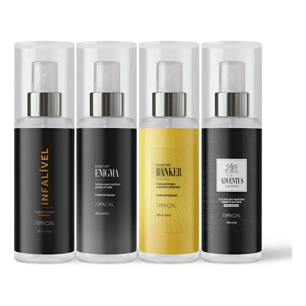 Kit Body Splash Primacial Infalível + Enigma + Banker + Adventus 200ml