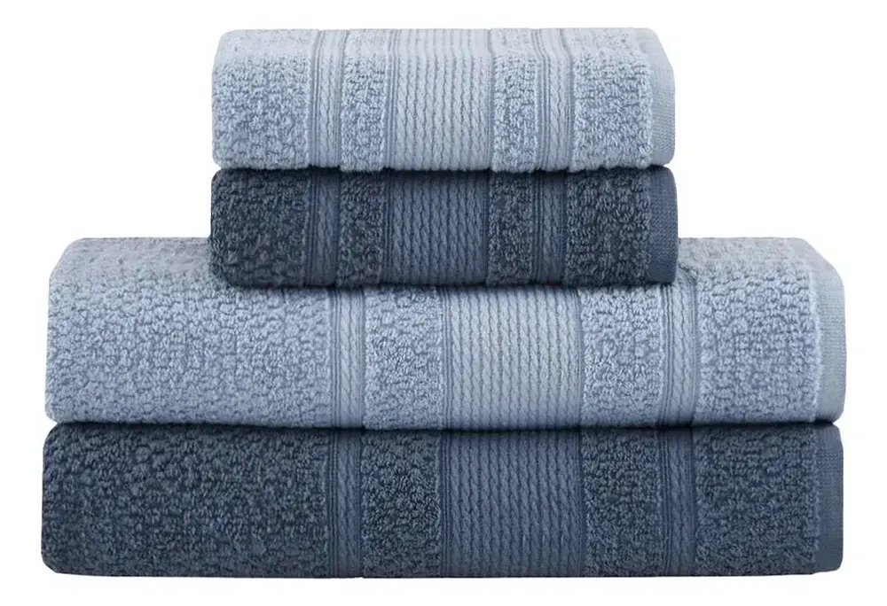 Jogo De Toalhas Buddemeyer Bella Extra Soft Banho 4 Pecas Azul Claroazul Marinho