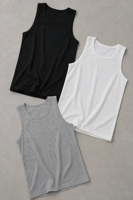 Kit 3 Regatas Masculinas Regular Polo Wear Sortido