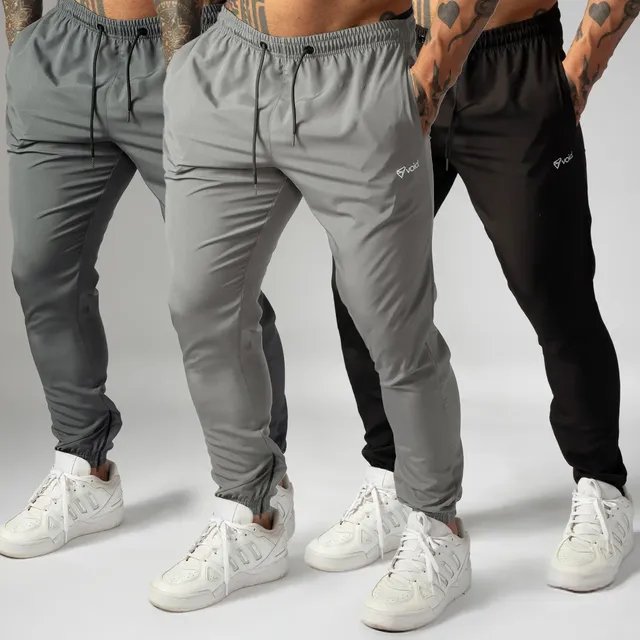 Kit 3 Calças Jogger De Tactel Com Elastano Ziper
