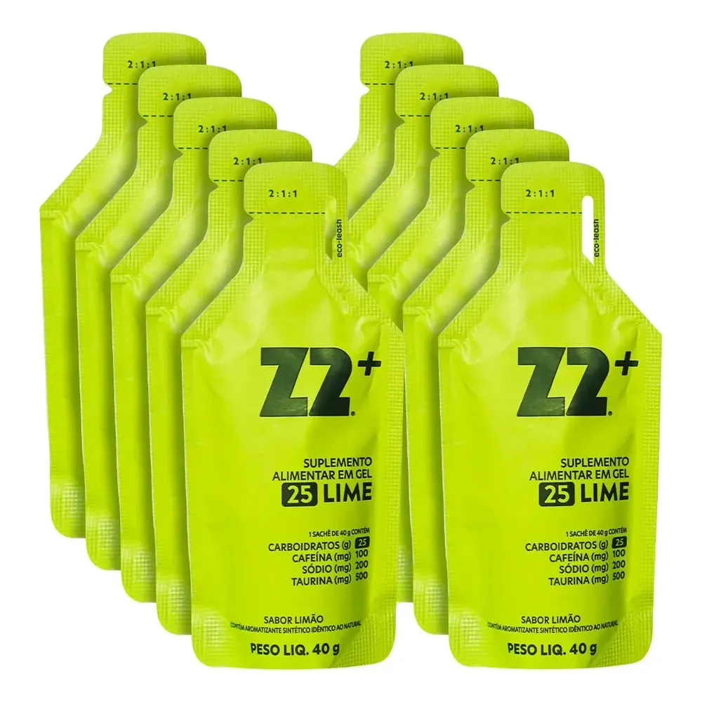 ✨Energy Gel Z2+ Lime Box 10un Sachê 40g Cafeína Limão✨️