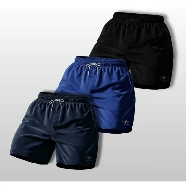 Kit 3 Shorts Bermuda Masculina Básico Mauricinho Tactel (P ao GG)