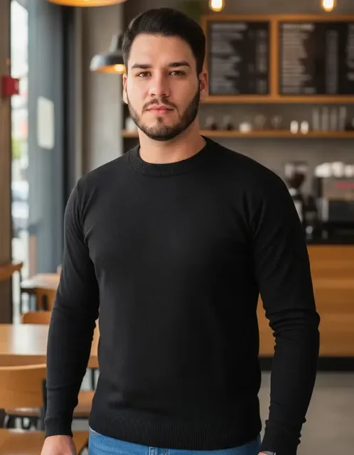 Blusa De Frio Suéter Masculino Lã Tricot Malha Grossa Casual