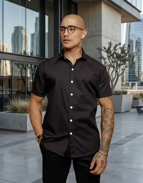 ⚫️ Camisa Social Masculina Gola Italiana Confortável